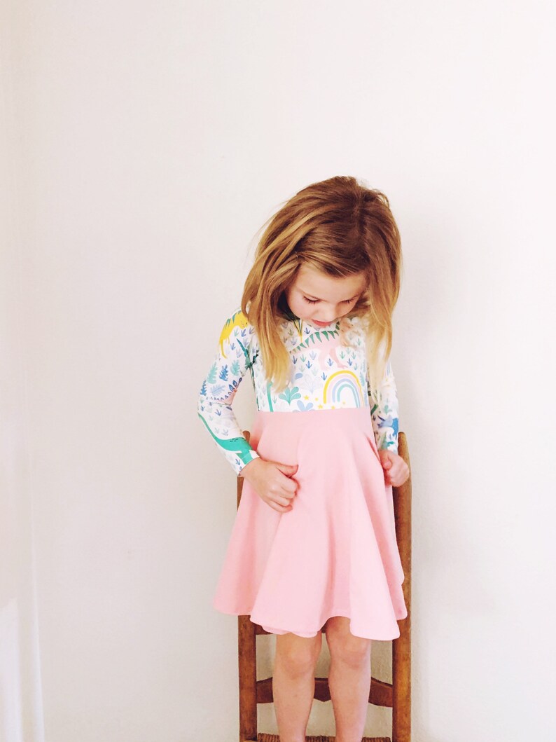 Dinosaur Dress Rainbow Dress Pink Dinosaur Dress Toddler Etsy