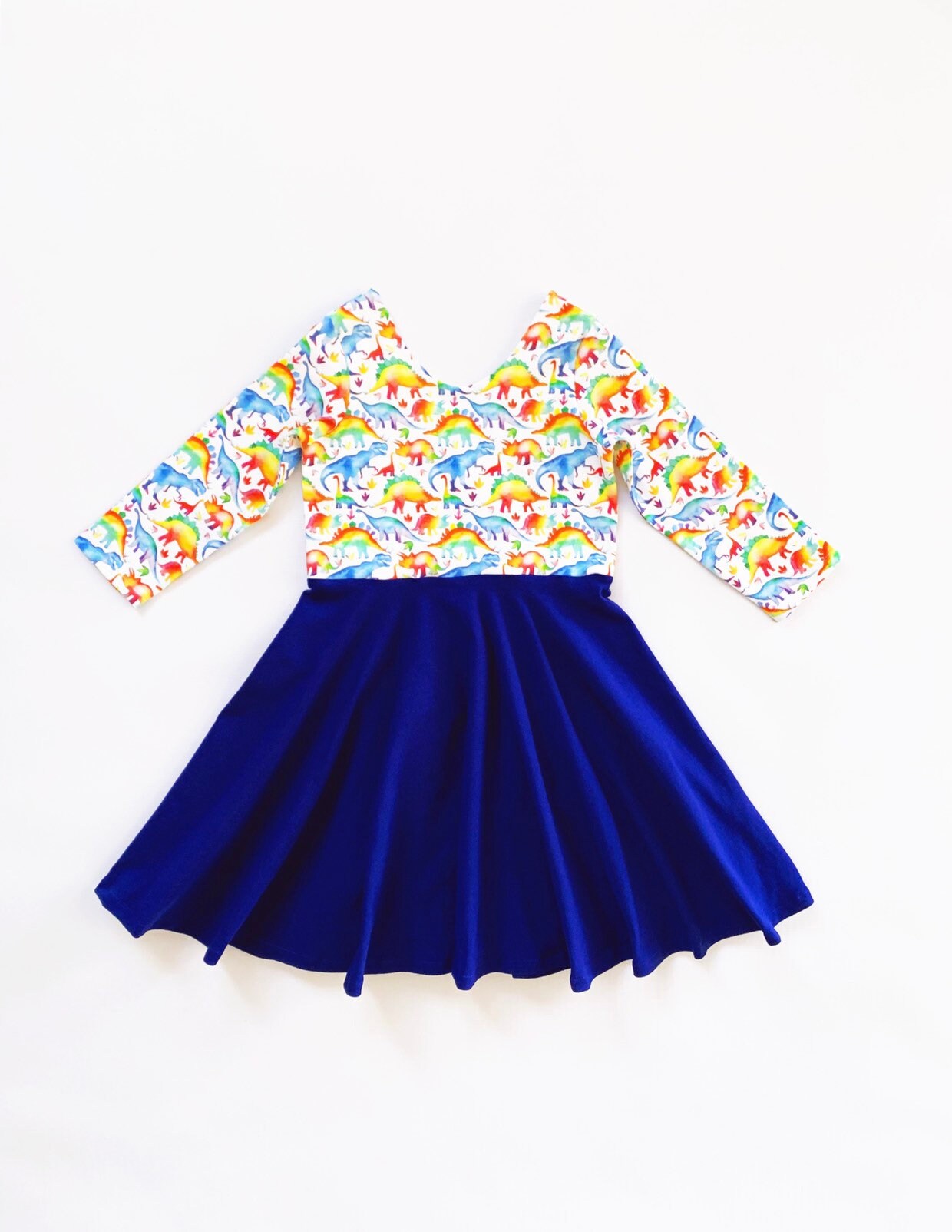 Dinosaur Dress Rainbow Dress Blue Dress Toddler Dress Girl - Etsy