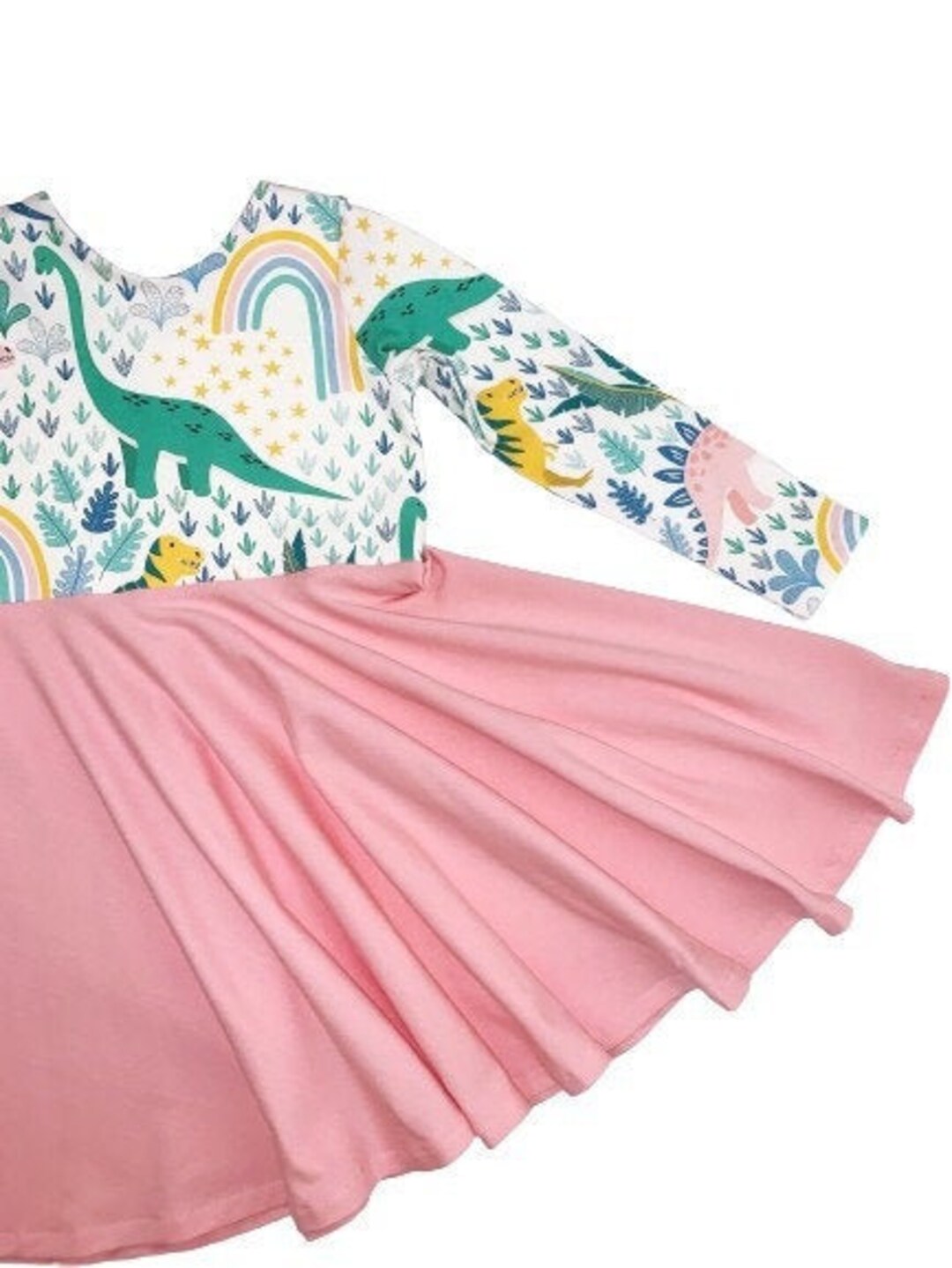 Dinosaur Dress Rainbow Dress Pink Dinosaur Dress Toddler Etsy