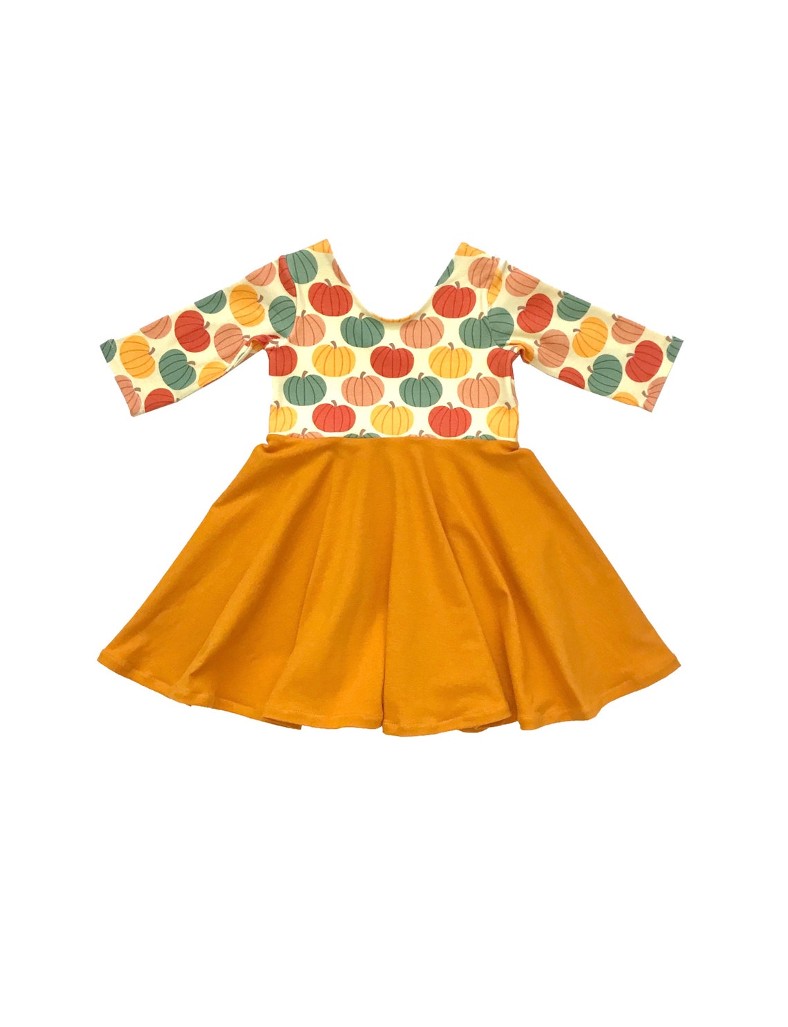 Pumpkin Dress Thanksgiving Dress Mustard Dress Toddler Etsy