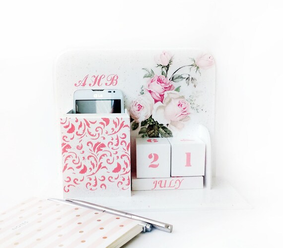 Perpetual Desk Calendar For Teachers Gift White Desk Decor Etsy