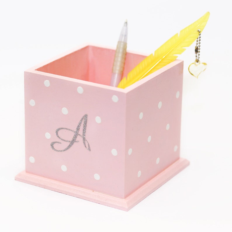 Personalized Desk Organizer Women Desk Accessories Wood Brush Etsy