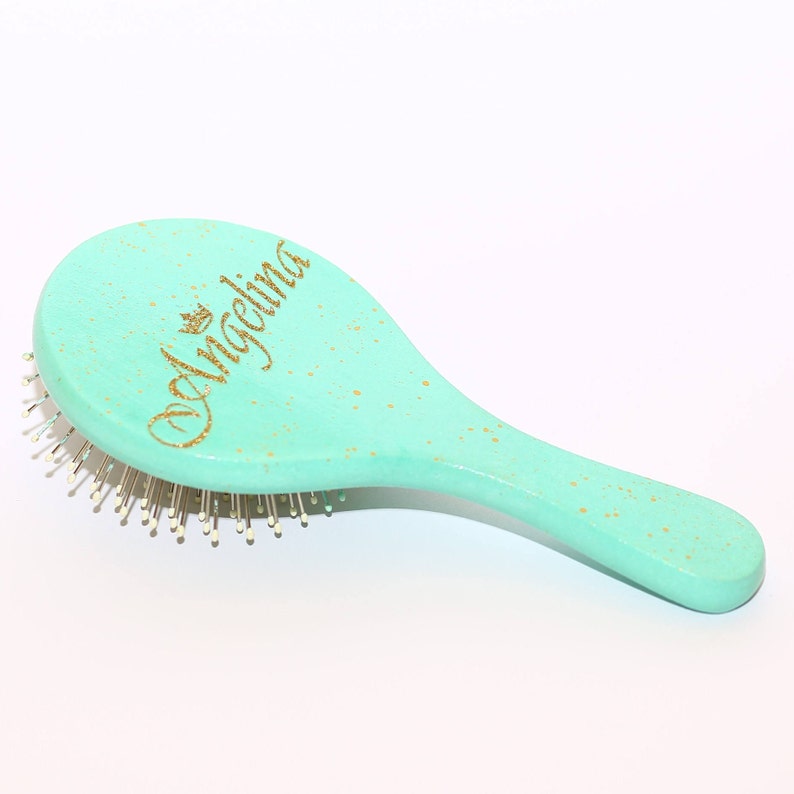 Personalized Brush Name Custom gold initials Wood Hair Brush Etsy
