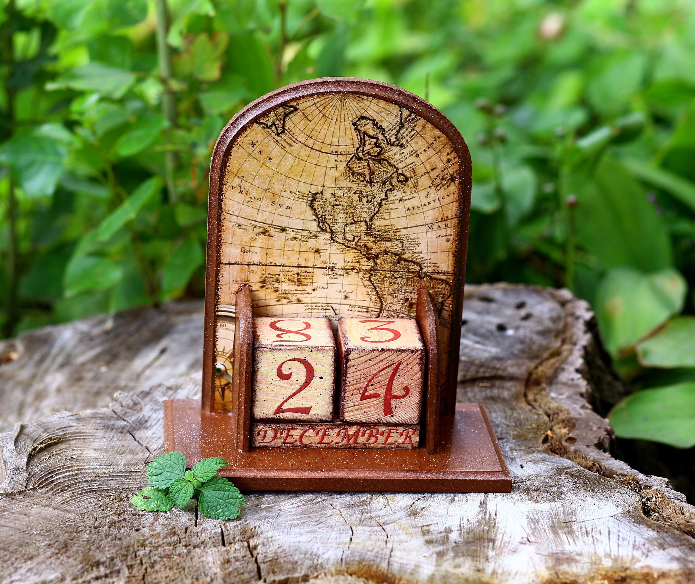 Perpetual Desk Calendar for Teachers Gift Old World Map Gift Etsy