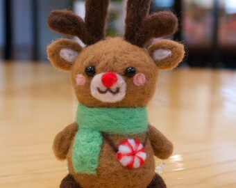 Needle felted reindeer cupcake ornament/small