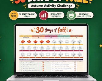 Lista de atividades de outono (Planilhas Google, Planilha para imprimir), 30 atividades aconchegantes de outono