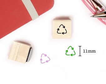 Recycling Stamp for Planner and Journal, Mini Icon Wood Stamp 11mm