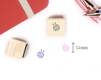Knitting Stamp for Planner and Bullet Journal, Mini Icon Wood Stamp 11mm