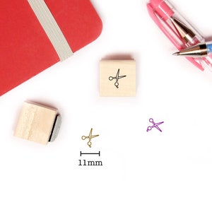 Scissors Stamp for Planner and Bullet Journal, Mini Icon Wood Stamp 11mm image 1