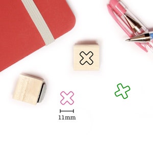 Cross-Mark Stamp for Planner and  Journal, Mini Icon Wood Stamp 11mm, X-Mark Stamp