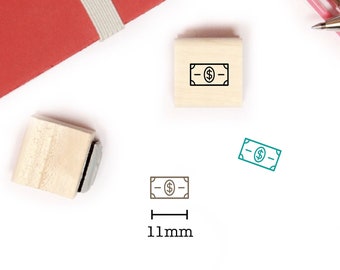 Bank note stamp for planner and bullet journal, Mini wood stamp 11mm, Dollar Stamp, Bill Planning Stamp