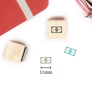 Bank note stamp for planner and bullet journal, Mini wood stamp 11mm, Dollar Stamp, Bill Planning Stamp