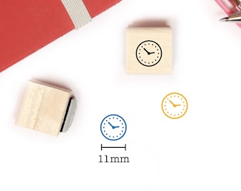 Clock stamp for planner and bullet journal, Mini wood stamp 11mm, Cheers stamp