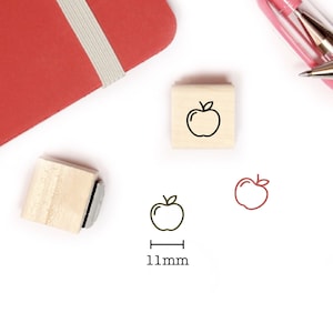 Mini timbro con motivo mela per diario e pianificatore, mini timbro in legno Scrapbooking