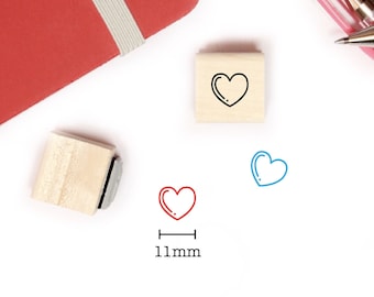 Heart stamp for planner and bullet journal, Mini wood stamp 11mm