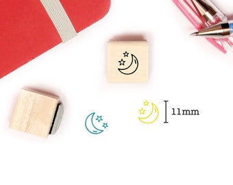 Mini Moon stamp for planner and bullet journal, Mini wood stamp 11mm