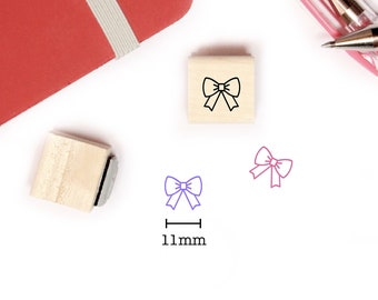Mini bow stamp for planner and bullet journal, Mini wood stamp 11mm