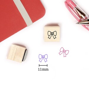 Mini bow stamp for planner and bullet journal, Mini wood stamp 11mm