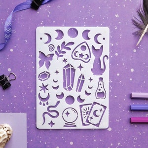 Magic Stencil for Bullet, Witchcraft Doodle Stencil for Planners and Bujo, Moon Phase Stencil