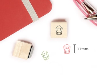 Pop Corn stamp for planner and bullet journal, Mini wood stamp 11mm