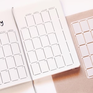 Monthly Overview Calendar Stencil for Journal and Planner, Monthly Layout Stencil for B6 Notebook, Planner Template Stencil 画像 1