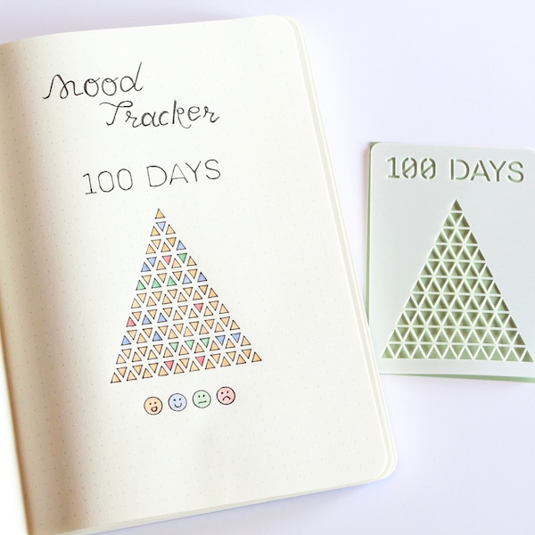 100 Day Triangle Mood Tracker Stencil, Habits Tracker Stencil for Journal and Planner