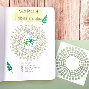 Monthly Circle Tracker Stencil for Journal and planner, Wheel of Life Layout Stencil