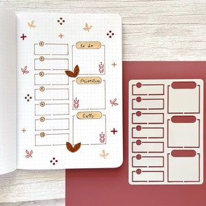 Weekly and Monthly Layout Stencil for Bullet and Planner, Week Spread Template Stencil, Daily Layout Stencil