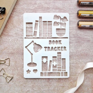 Stencil da scaffale per diario e pianificatore, stencil per tracker di lettura per pianificatori e Bujo, stencil per libri