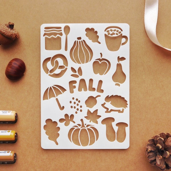 Fall stencil for Journal and Planner, Autumn Doodle Stencil for Planners and Bujo, Cosy stencil