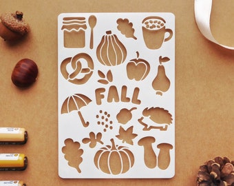 Fall stencil for Journal and Planner, Autumn Doodle Stencil for Planners and Bujo, Scrapbooking stencil
