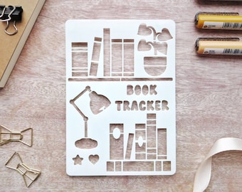 Bookshelf stencil for Journal and planner, Reading tracker stencil for planners and Bujo, Book stencil