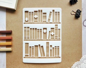 Bookshelf stencil for journal and planner, Reading tracker stencil for planners and Bujo, Book stencil