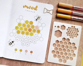 Honeycomb Hexagon Habits Tracker Stencil, Decorative Stencil for Journal and Planner