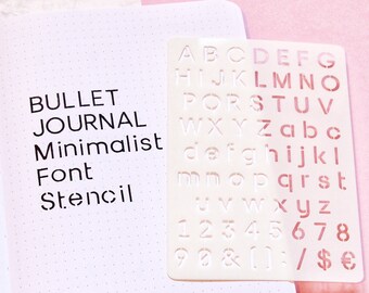 Bullet journal minimalist font stencil, Upper and lower case letters stencil, Alphabet stencil, Planner stencil, Journal stencil