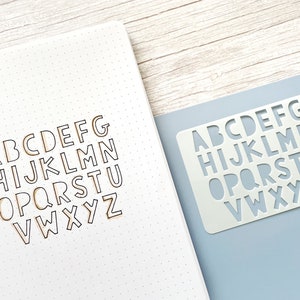 Estêncil de mini letras para diário e planejador, estêncil de caligrafia de alfabeto, letras de script