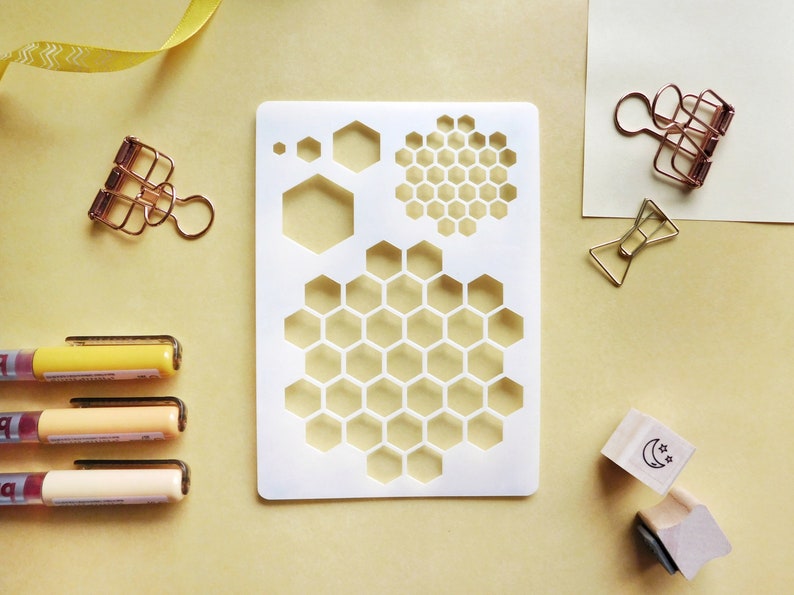 Waben-Hexagon-Habits-Tracker-Bujo-Schablone, dekorative Schablone für Journal und Planer Bild 6