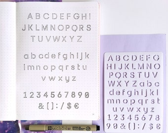 Script letters stencil for Journal, Upper and lower case letters stencil, Alphabet stencil, Planner stencil, Scrapbooking stencil