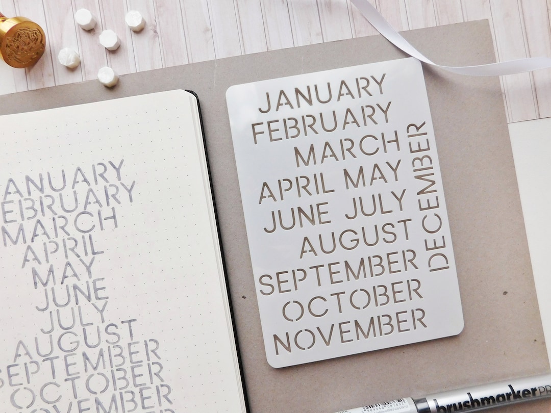 Month Stencil for Journal and Planner 12 Months Stencil - Etsy