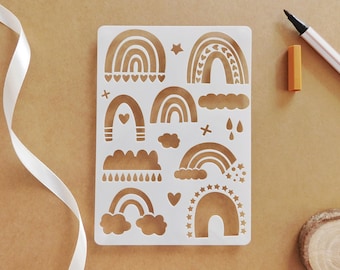 Regenbogen-Schablone für Journal und Planer, Dekorative Doodle-Schablone für Planer und Bullet Journal