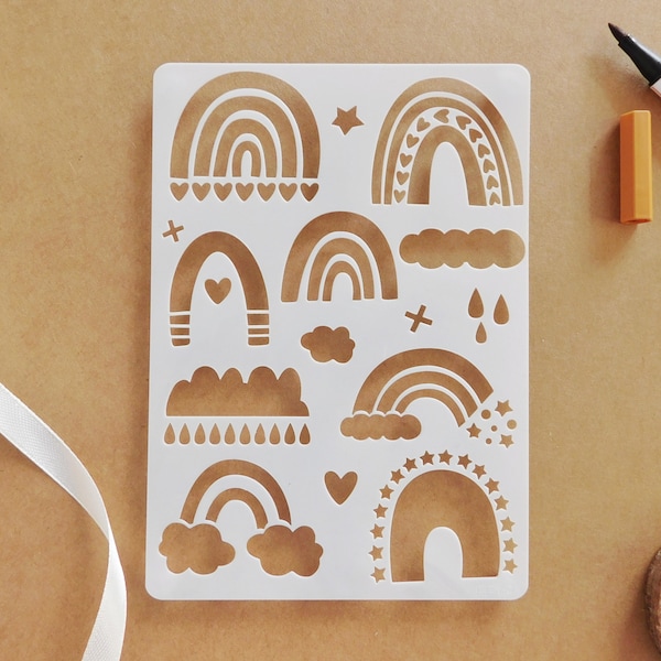 Rainbow Stencil for Journal and Planner, Decorative Doodle Stencil for Planners and Bujo