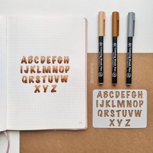 Stencil per lettere Mini Script per diario, stencil per calligrafia alfabetica