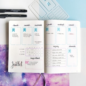 Weekly Layout Stencil For Journal And Planner, Week Spread Template Stencil, Daily Layout Stencil