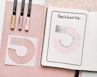 Monthly Circle Tracker Stencil for Bullet journal and planner, Wheel of life layout stencil