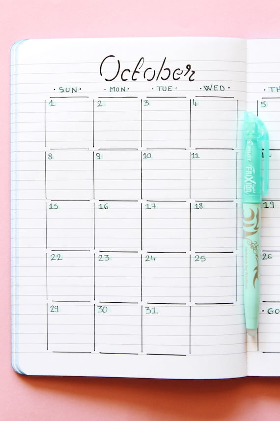 Monthly Overview Calendar Stencil for Bullet Journal and - Etsy Ireland