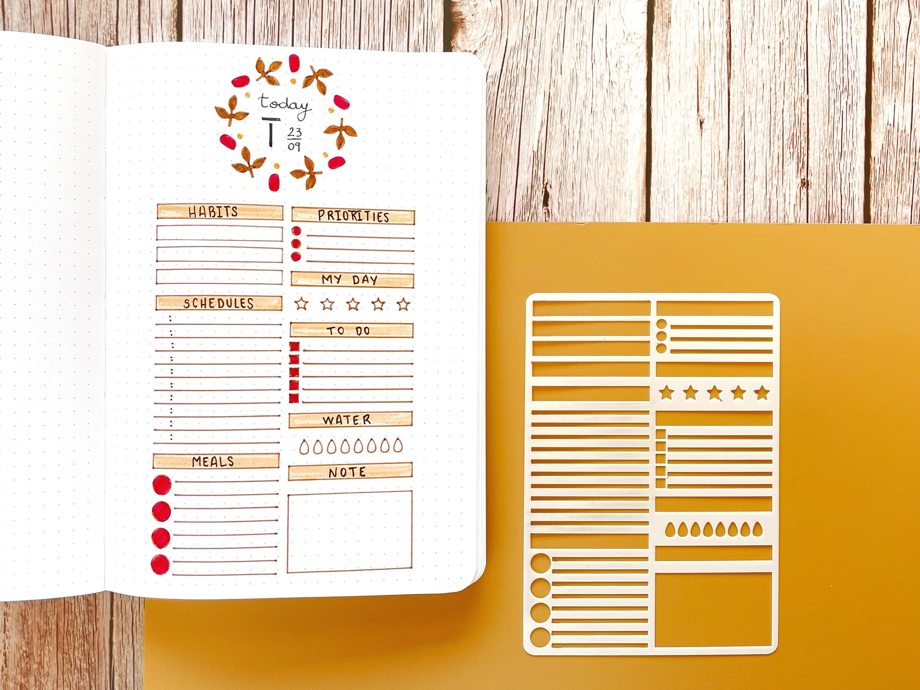 Weekly Planner Layout Journaling Supplies Kit (18 Stencils & 14 Sticker Sheets) - Minimalist