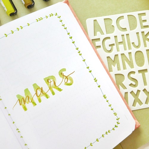 Lettering Stencil for Bullet Journal Letters Stencil Etsy