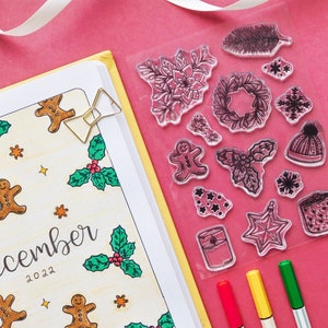 Set di timbri invernali per diario e scrapbooking, set di timbri trasparenti natalizi