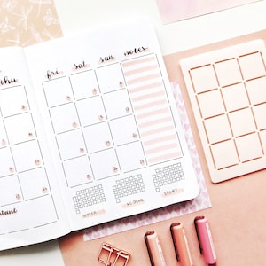 Monthly Overview Calendar Stencil for Journal and Planner, Monthly Layout Stencil, Planner Template Stencil image 4