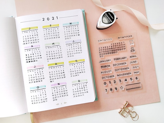 Calendar Clear Stamp For Planner And Bullet Journal Monthly Etsy Uk